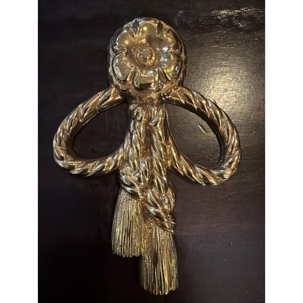 Vintage Burwood Bow & Tassels Wall Decor Gold Tone 1988 Made in USA